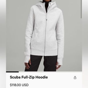 Lululemon Light Heathered Gray Full Zip Scuba Hoodie Size 8